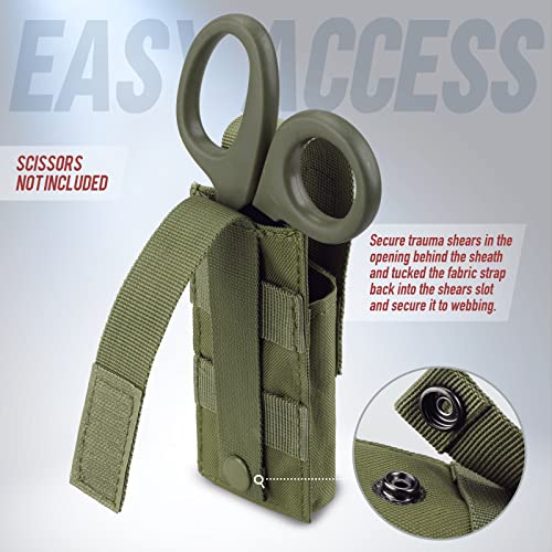 LIVANS Molle Tourniquet Holder, Tactical Shears Pouch, IFAK Scissor Holster | Medical Shear Holder, EMT Scissor Bag Fit for Tourniquet, Folding Knife, Tactical Flashlight, Pistol Mag Pouch Small Tool Bag - color: Army Green