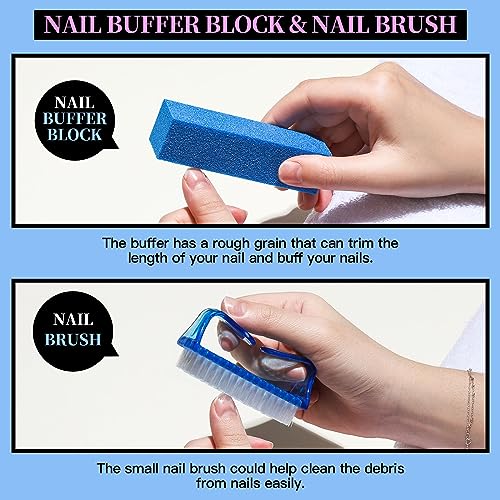 FANDAMEI Manicure Set, Nail Tools, Files 100/180, Buffer Block, Cuticle Nippers, Pusher, Peeler, Lifter for Ingrown Toenails, Toenail File, Care Kit, Blue - color: V-blue