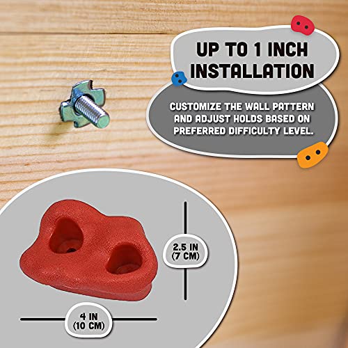 Squirrel Products Rock Climbing Holds for Kids, Deluxe Extra Large Climbing Rocks with Mounting Hardware - DIY Rock Wall Indoor & Outdoor Playground Accessories Wall Climbing Kit - Ages 3+ - style: 10 Pack with Patented Safety Plugs
