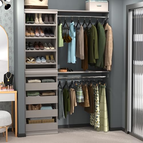 ClosetMaid Modular Storage Shelf Unit with Angled Shoe Shelves, Taupe - color: Taupe