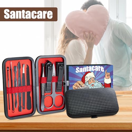 Manicure Set 10 in 1 Mens Gifts Travel Nail Clipper Kit, Christmas Stocking Stuffers for Men and Women, Nail Grooming Kit Birthday Christmas Gifts for Him Her Boys Girls Husband Boyfriend - size: 10-PCS Black Set