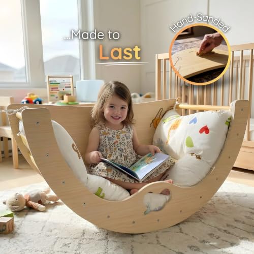 Savan'Arc Wooden Climbing Arch, 6-in-1 Pikler Montessori Rocker & Cushion | Wooden Pikler climbing arch for babies & toddlers 1-3 years - 6-in-1 rocker, tunnel with cushion Montessori gym
