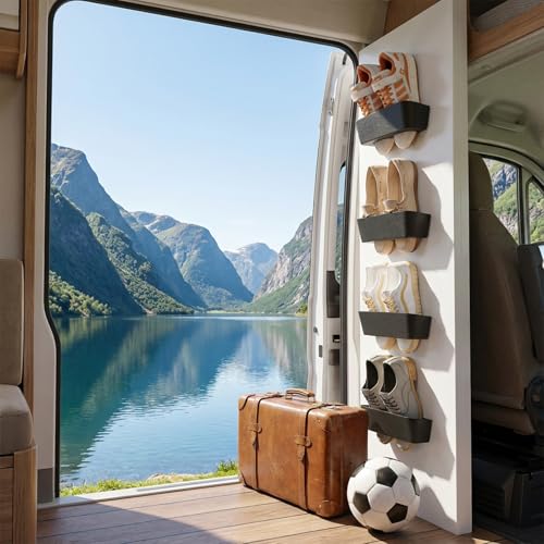 8 Pack Wall Mounted Shoes Rack with Sticky Hanging Strips, Space Saving Hanging Shoe Rack No-Drill Shoe Holder for RV Campers Door Closet
