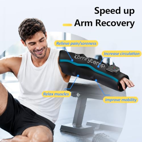 Comfytemp Air Compression Arm Massager for Circulation and Pain Relief, L | Recovery for Tennis Elbow, Edema, Portable Full-Arm Compression Sleeve, Ideal for Men Women (Fits Upper Arm 14"~17") - size: L, 14"~17"