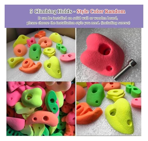 Climbing Kit,Climbing Holds, Set of 5 Screw-On Rock Climbing Holds, Random Style Climbing Grab Rocks, Home School Rock Climbing Wall(5pcs-Solid Wall Installation) - size: 5pcs-Solid wall installation