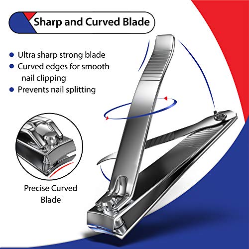 1 Pc Large Nail Clippers - 82mm, Built in Nail Files - Heavy Duty Stainless Steel Sharpest Thick Toenail, Fingernail Cutter for Men and Women