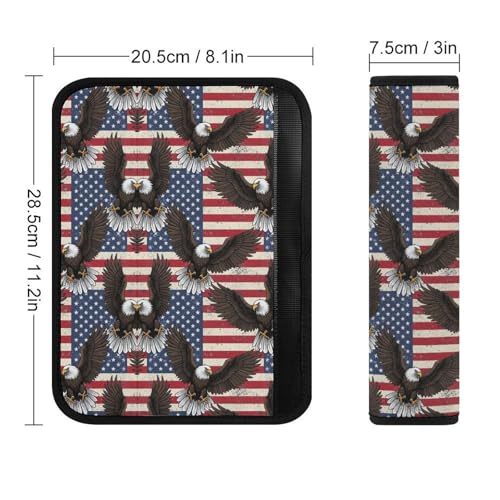 2PCS Eagle USA American Flag Car Seat Belt Pad Breathable Shoulder Protector for Girls and Boys, Most Cars, Anti-Slip Pad - color: Pattern 28