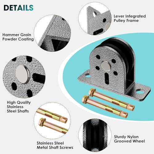Cable Rope Bearing Pulley Wheel, Wall-Mounted Fixed Pulley Weight System for Home Gym, Weightlifting, DIY Fitness Equipment, Ceiling Mount Accessories - color: Grey-4pcs