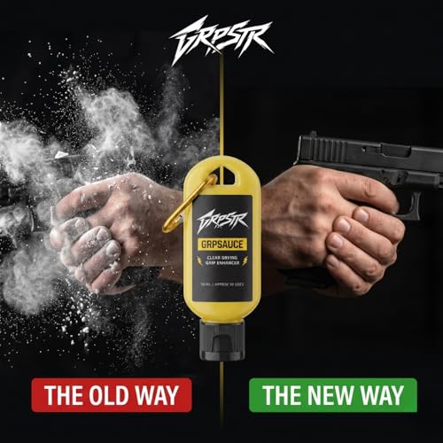 GRPSAUCE Liquid Chalk Alternative for Shooting Sports | Clear Drying Grip Enhancer for Pistols & Rifles | Non-Corrosive, Gun-Safe | No Chalk Residue | Competition Ready | 50ml Carabiner Clip Bottle