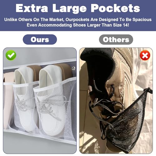 2 Pack RV Shoe Storage Solutions, Hanging Shoe Organizer with 8 Large Pockets