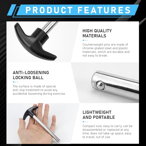Weight Stack Pin Crescent-Shaped, Weight Machine Pin Pin Tensile 3/8 Inch Diameter 4.4 Inch Locking Space Weight Lifting Machine Pins for Home Gym Exercise Machine Accessories