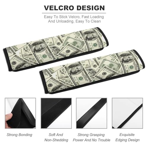 2 Pack 100 Dollar Bills Money Car Seat Straps Shoulder Pads Breathable Shoulder Protector for Elderly Support, Most Cars, Pressure Relief - color: Pattern 901