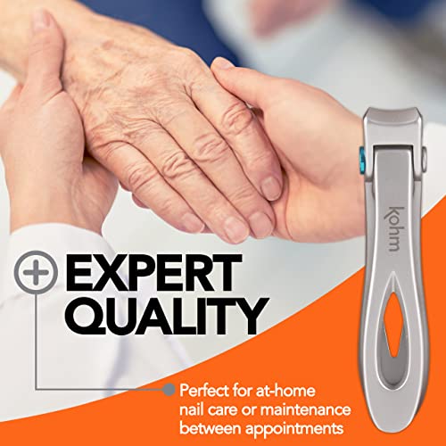 KOHM Nail Clippers for Thick Nails - Heavy Duty, Wide Mouth Professional Fingernail and Toenail Clippers for Men, Women & Seniors, Silver - color: Curved-silver