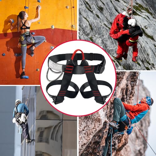NewDoar Climbing Harness, Mountaineering Rock Climbing Harness, Half Body Harness for Rappelling Fire Rescuing Tree Climbing - color: Black