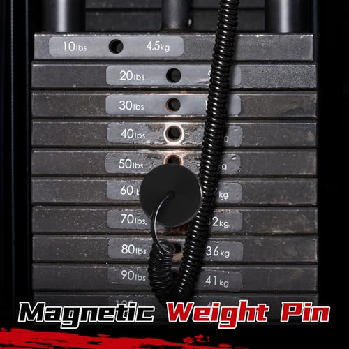 Lasnten Weight Stack Pin Magnetic Universal Gym Weight Pin 0.4 inch Drop Set with Pull Rope for Plate Apertures Above 10.5 mm Heavy Duty - color: Black