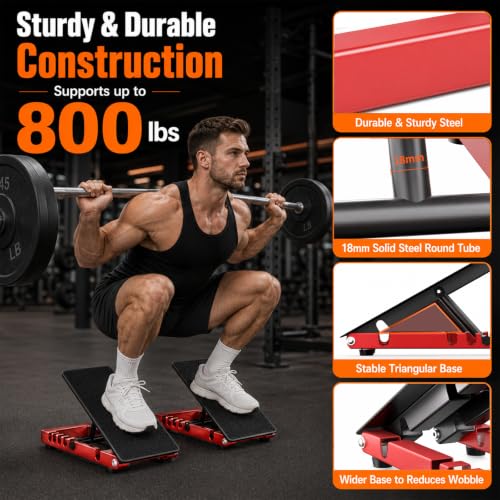 Slant Board for Calf Stretching, Steel Squat Wedge for Home Gym | 2 Pack, 5-Level Height, Adjustable Width, Full Matte Surface, Non Slip, Max 800 lbs, ATG Training, Plantar Fasciitis Relief