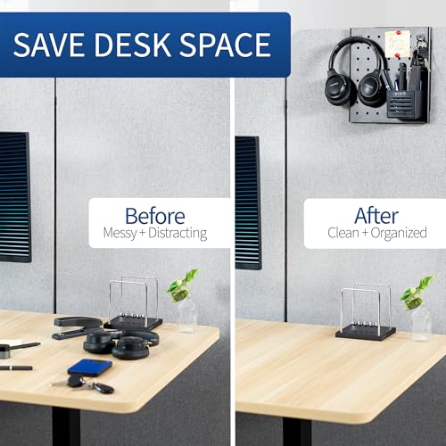 VIVO Steel Hanging Pegboard, 10 x 11 inch Magnetic Peg Board with Hook Fitting 1.2 Inch Surfaces, Accessory Organizer for Cubicles and More, Black, PP-DK03H