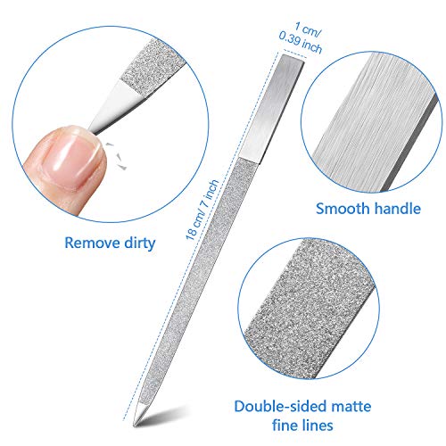 Mudder 6 Pieces Diamond Nail File Stainless Steel Double Side Nail File Metal Buffer Women Men Fingernails Toenails Manicure for Salon and Home, Silver(7 Inch) - size: 7 Inch (Pack of 6)
