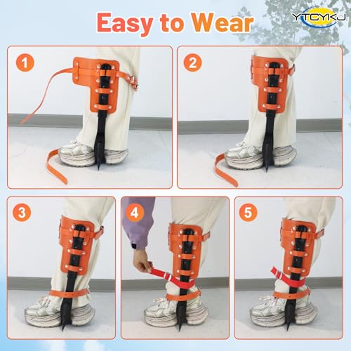 Professional Tree Climbing Spikes Set – Height-Adjustable Climbing Spurs | 350lb Load Rating Tree Climbing Gear, Includes Rope & Straps for Arborists, Hunters, Fruit Harvesting