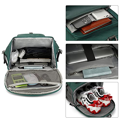 Kalesi Gym Duffle Bag Backpack 4-Way Waterproof with Shoes Compartment for travel Sport Hiking laptop (Green) - color: Green
