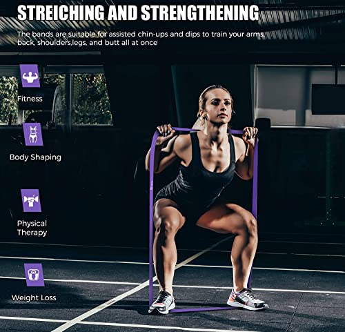 VEICK Pull Up Assist Resistance Bands for Home Gym | 100% Natural Latex, Non Slip Leather Texture, Space Saving, Versatile for Full Body Training, Home Gym - color: Purple/Black/Red/Yellow Set of 4 (0.3-1.1in)