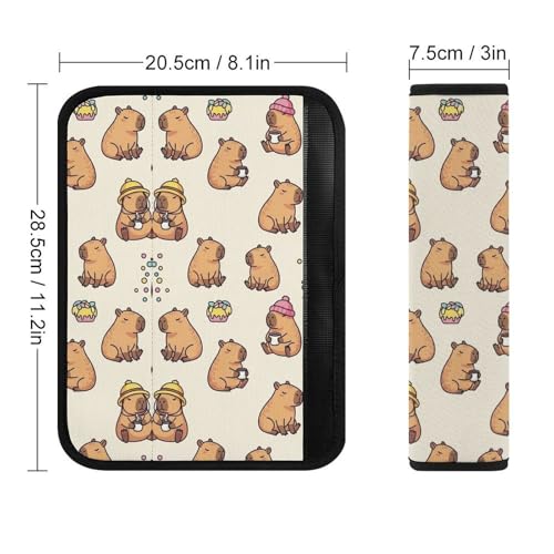 Universal Soft and Comfortable Seat Belt Cover for Adult Use, Stroller Pushchair High Chair, 2 Pack Cute Capybara Shoulder Harness Cover - color: Pattern 363