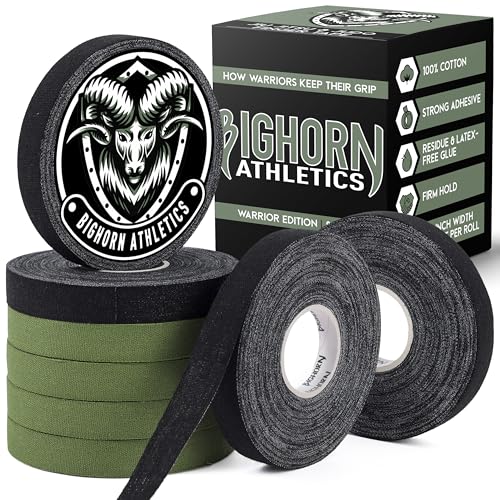 Bighorn Athletics Finger Tape, 0.5-Inch x 45-Feet, 8 Rolls, Military Green/Black - color: Military Green & Black, size: 0.5-Inch