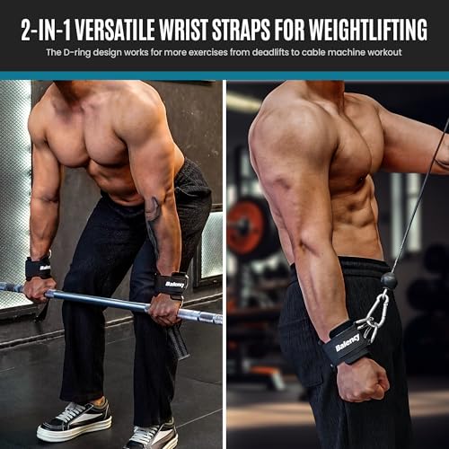 Weight Lifting Straps With D Rings, Balency Padded Lifting Wrist Straps | Non-Slip Gym Straps for Deadlift, Powerlifting, Cable Machine Workout, Lifting Strap for Gym Strength Training