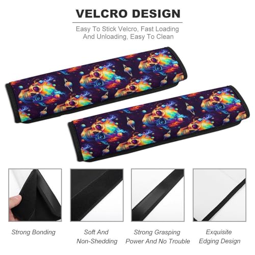 2 Pack Space Planet Skeleton Skull Car Seat Straps Shoulder Pads Universal Soft and Comfortable Seat Belt Cushion for Adults and Children, Stroller Pushchair High Chair - color: Pattern 677