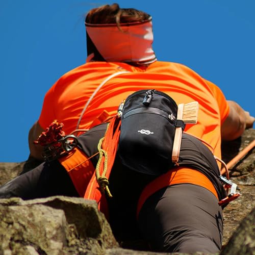 Climbing Chalk Bag Adjustable Waist Bag Strap Zippers Storage Pocket & Brush Holder, Rock Climbing Bouldering Chalk Bag