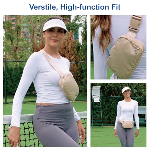 Pander Two Way Zipper Fanny Pack Nylon Everywhere Belt Bag for Women, Water Repellent Waist Packs, Crossbody Bags with Adjustable Strap (Black). | 1L nylon belt bag with a two-way zipper, three interior mesh pockets, and an adjustable strap for waist or c