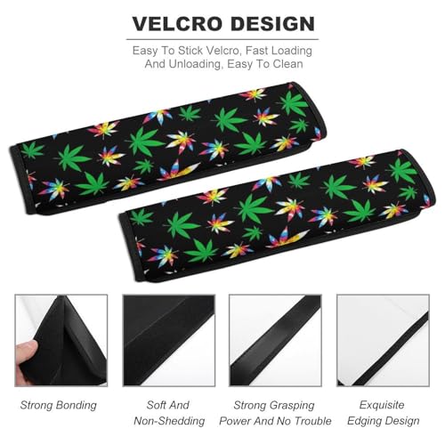 2 Pack Tie Dye Weedleaf Leaf Car Seat Straps Shoulder Pads Breathable Shoulder Protector for Elderly Support, Most Cars, Pressure Relief - color: Pattern 496