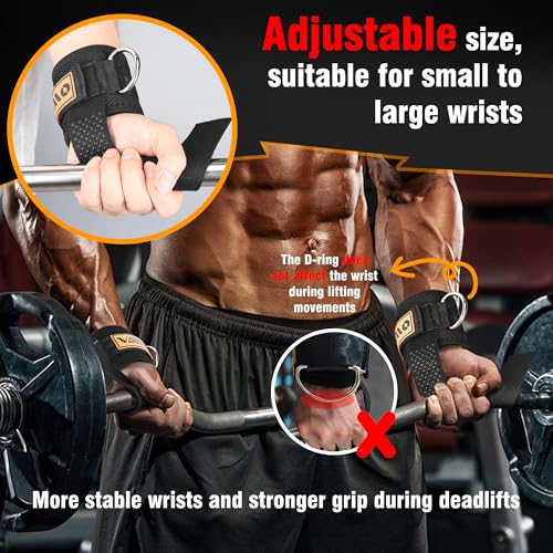VAIIO 2Pcs Adjustable Weight Lifting Straps with D Ring Non-Slip Dot Design | Wrist Support, 7mm Neoprene, Padded, Breathable Mesh, Quick-Detach, Hook-Loop, Reinforced, Polyester-Cotton, Unisex