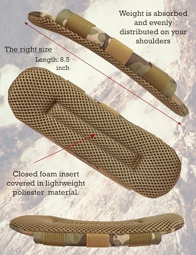Shoulder Strap Pad for Optimal Weight Distribution, Plate Carrier Shoulder Pads with Velcro, Backpack Strap Pads, Shoulder Strap Cushion for Tactical and Weighted Vests, Body Armor, Waist Belts - color: Camo