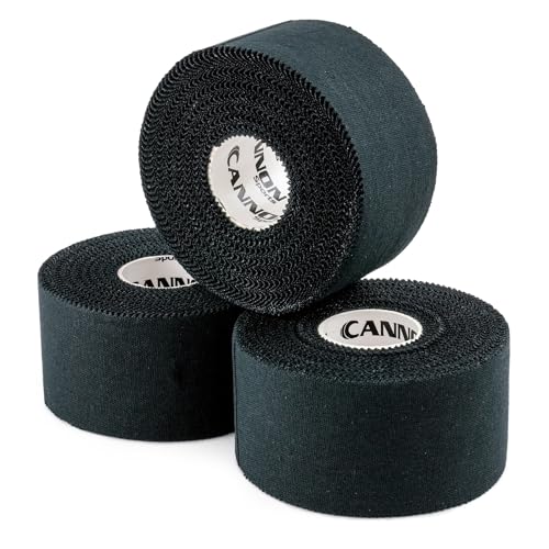 Cannon Sports Premium Athletic Tape - 1.5” x 45 Feet Per Roll - Easy Tear, No Sticky Residue, Very Strong, Hypoallergenic and Latex Free - Ideal for Sprains, Strains, First Aid - Pack of 3 (Black) - color: Black