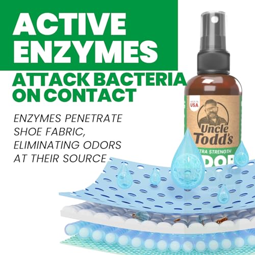 Uncle Todd's Odor Stomp Shoe Deodorizer 2-Pack - Proven & Powerful Enzyme Shoe Spray for Odor Elimination in All Footwear - size: 4 Fl Oz (Pack of 2)