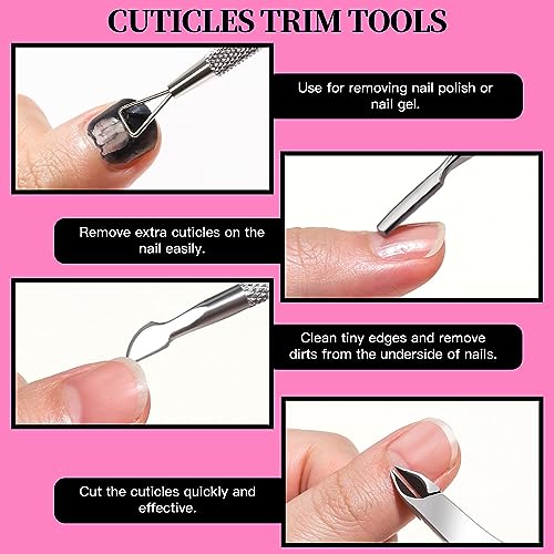FANDAMEI Nail Care Kit, Nail Files 100/180, Nail Buffer Block, Cuticle Nippers, Cuticle Trimmer, Cuticle Pusher, Nail Tools, Nail Kit, Pedicure & Manicure Tools, Nail Prep Kit, Manicure Kit for Women - color: C-pink