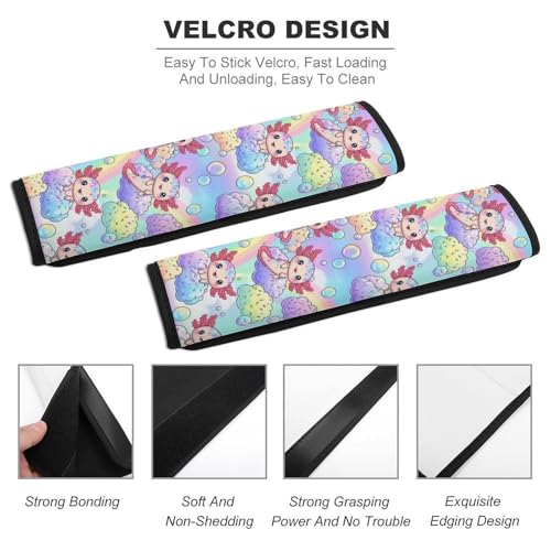 2 Pack Breathable Car Seat Straps Shoulder Pads for Adults and Children, All Vehicles, Cute Axolotl Art Harness Pads Strap, Pressure Relief - color: Pattern 704