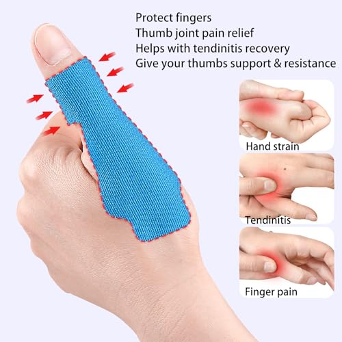 Precut Kinesiology Tape for Thumb, 36 Pcs Elastic Breathable Athletic Tapes Thumb Support Brace Tape, Self Adhesive Big Toe Brace Strap Thumbs Guard Patches for Arthritis & Tendonitis Pain Relief