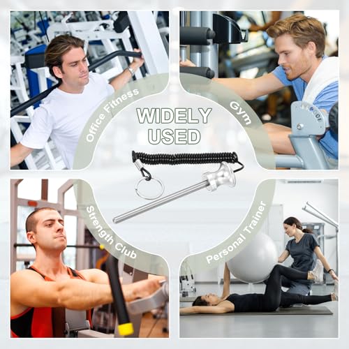 Weight Stack Pin, Weight Gym Pin Strength Training Equipment Replacement with Pull Rope for Commercial Home - color: Silver, size: 0.3 x 4.7 Inch