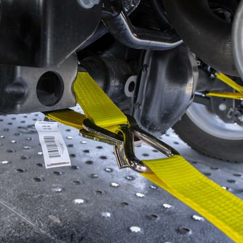 VULCAN Tie Down Axle Straps with Wear Pad - 4 Pack - Classic Yellow - 3,300 Pound Safe Working Load - size: 2" x 22" Classic Yellow (4 Pack)
