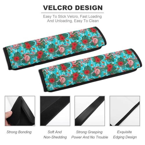 2 Pack Hawaiian Pink Flamingo Flower Seat Belt Shoulder Pad Universal Soft and Comfortable Seat Belt Covers Cushion for Kids, Most Cars, Comfortable Driving - color: Pattern 85