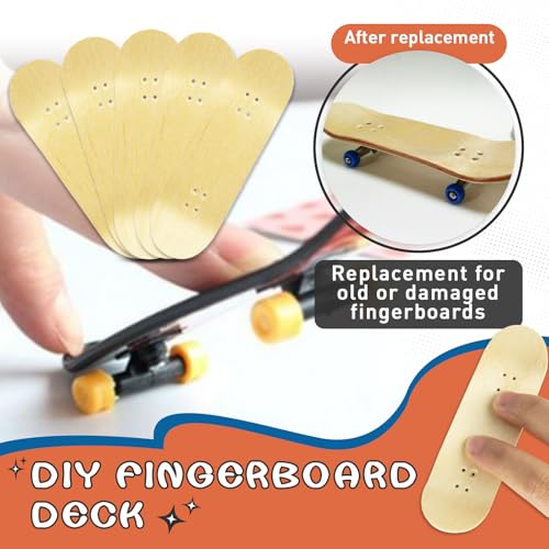 DIY Series Wooden Finger Skateboard, 5 PCS Unbranded Teak Fingerboards Design Your Style, 30mm x 100mm Handmade Wooden Fingerboard Decks