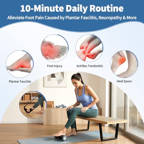 comness Plantar Fasciitis Relief Kit – Foot Stretcher and Foot Massager Roller, Stretch and Roll Routine for Heel Pain,Arch Pain, Simple At-Home Daily Foot Care - color: Black（2pcs）