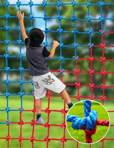 Climbing Cargo Net, Polyester Playground Climbing Net, Heavy Duty Large Military Climbing Net for Kids Outdoor, Kids Safety Protection Net, Rope Ladder, Jungle Gyms, Swingset, Treehouse - size: 5ft x 10ft