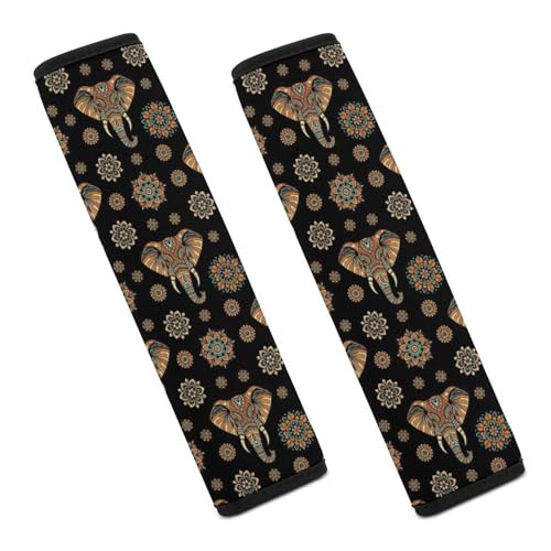 2 Piece Indian Elephant Car Seat Straps Shoulder Pads Universal Fit Automotive Seat Belt Protector for Kids, Car Seats Pushchair Strollers High Chair Pushchair - color: Pattern 588