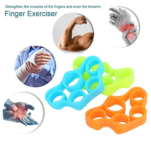 Finger Exerciser, Hand Grip Strengthener, (3PCS) Grip Strength Trainer Forearm grip workout, Finger Stretcher, Relieve Wrist & Thumb Pain, Carpal tunnel, Great for Rock Climbing and More
