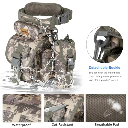 Jueachy Drop Leg Bag for Men Tactical Metal Detecting Thigh Pack with Water Bottle Pouch - color: ACU
