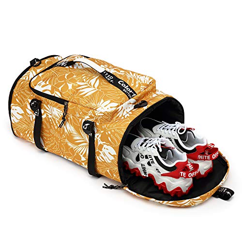 Kalesi Gym Duffle Bag Backpack 4-Way Waterproof with Shoes Compartment for travel Sport Hiking laptop (Mustard yellow) - color: Mustard Yellow
