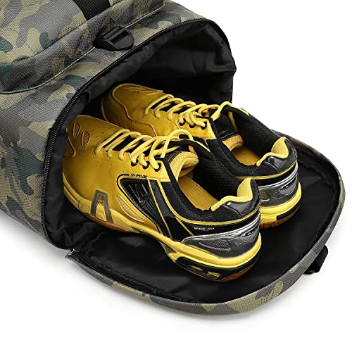 Kalesi Gym Duffle Bag Backpack 4-Way Waterproof with Shoes Compartment for camouflage travel Sport Hiking laptop (camouflage) - color: Camouflage